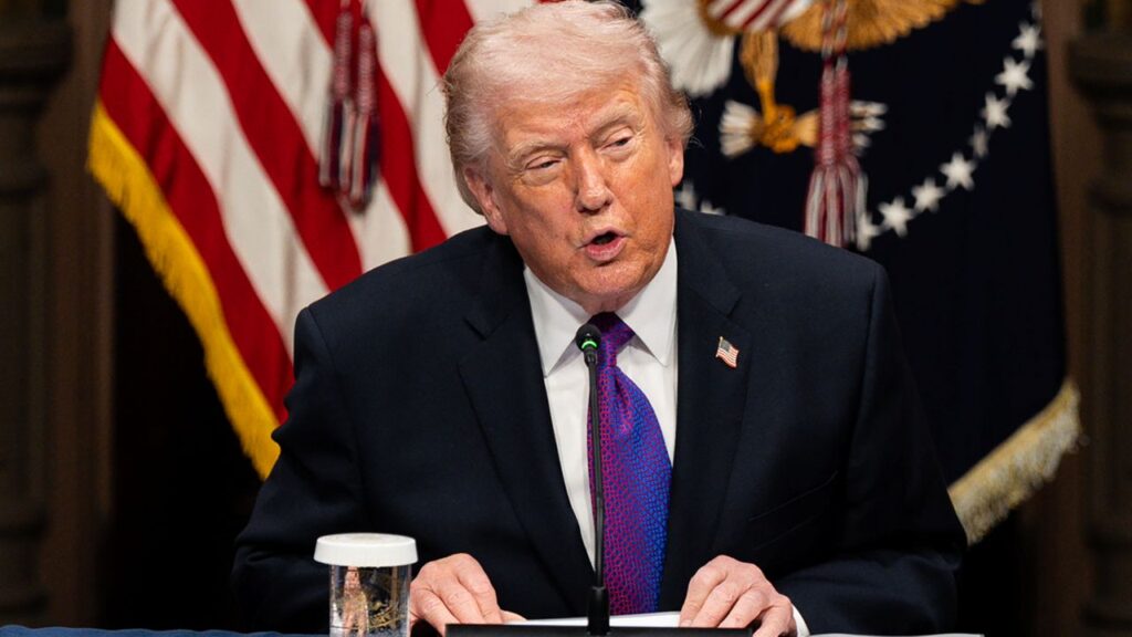 Image of President Trump talking inside the White House