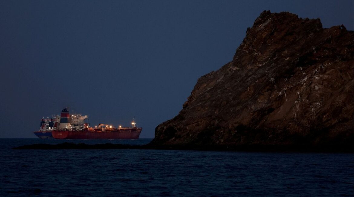 The Callisto tanker sits anchored as the traffic is down in the Strait of Hormuz, amid the U.S.-Israeli conflict with Iran, in Muscat, Oman, March 10, 2026. (Reuters File)