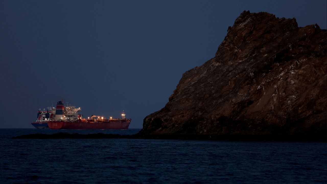 The Callisto tanker sits anchored as the traffic is down in the Strait of Hormuz, amid the U.S.-Israeli conflict with Iran, in Muscat, Oman, March 10, 2026. (Reuters File)