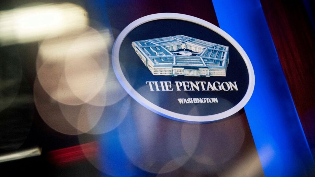 The Pentagon logo is seen behind the podium in the briefing room at the Pentagon in Arlington, Virginia, U.S., January 8, 2020. (Reuters File)