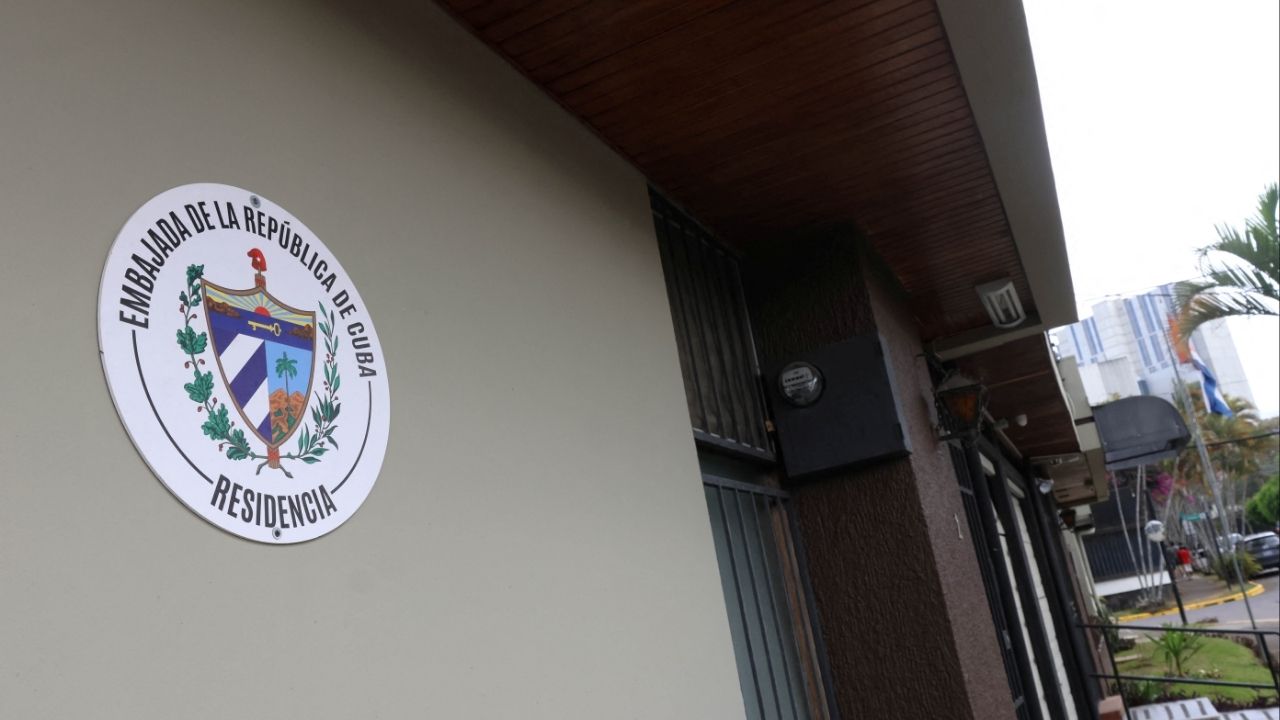 The facade of Cuba's embassy after Costa Rica's President Rodrigo Chaves said on Wednesday his administration did not recognize Cuba's government as legitimate and would close the Cuban embassy in its capital San Jose, Costa Rica, March 18, 2026. (Reuters/Mayela Lopez)