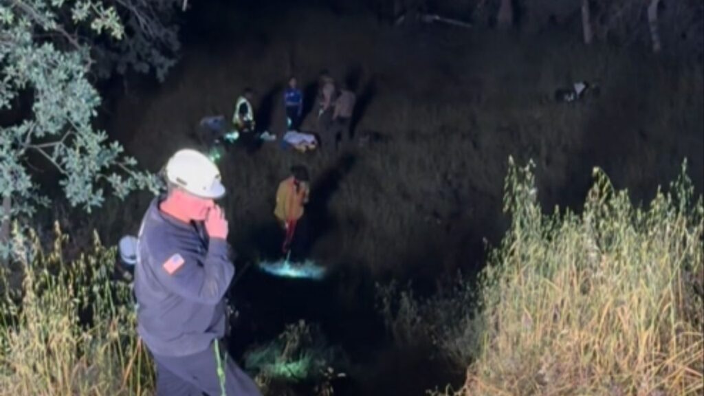 Three people suffered minor to moderate injuries after their vehicle went off Trimmer Springs Road near Pine Flat Lake Wednesday, March 25, 2026, night. (CalFire)