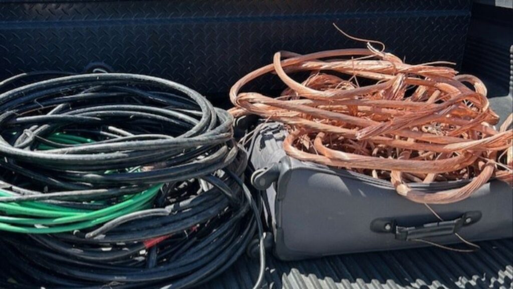 Two Lamont men were arrested by Kern County authorities after deputies found 300 pounds of stolen copper wire and a stolen motorcycle on Saturday, March 28, 2026. (Kern County SO)