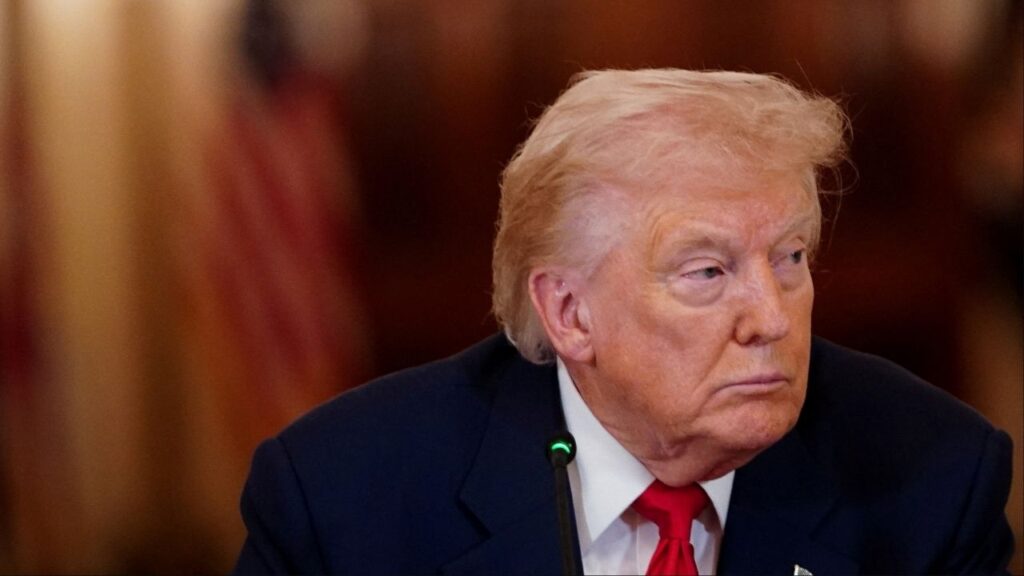 U.S. President Donald Trump looks on during a round table on collegiate sports in the White House in Washington, D.C., March 6, 2026. (Reuters File)