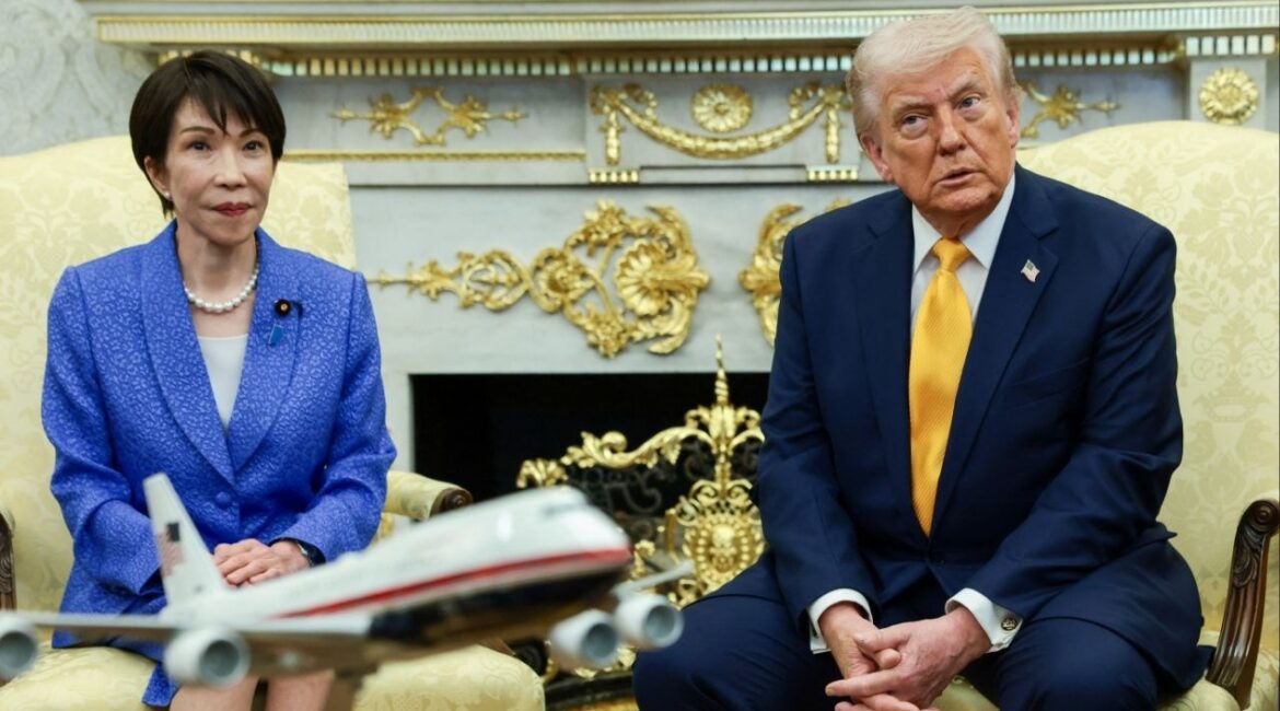 U.S. President Donald Trump meets with Japanese Prime Minister Sanae Takaichi in the Oval Office at the White House in Washington, D.C., U.S., March 19, 2026. (Reuters/Evelyn Hockstein)