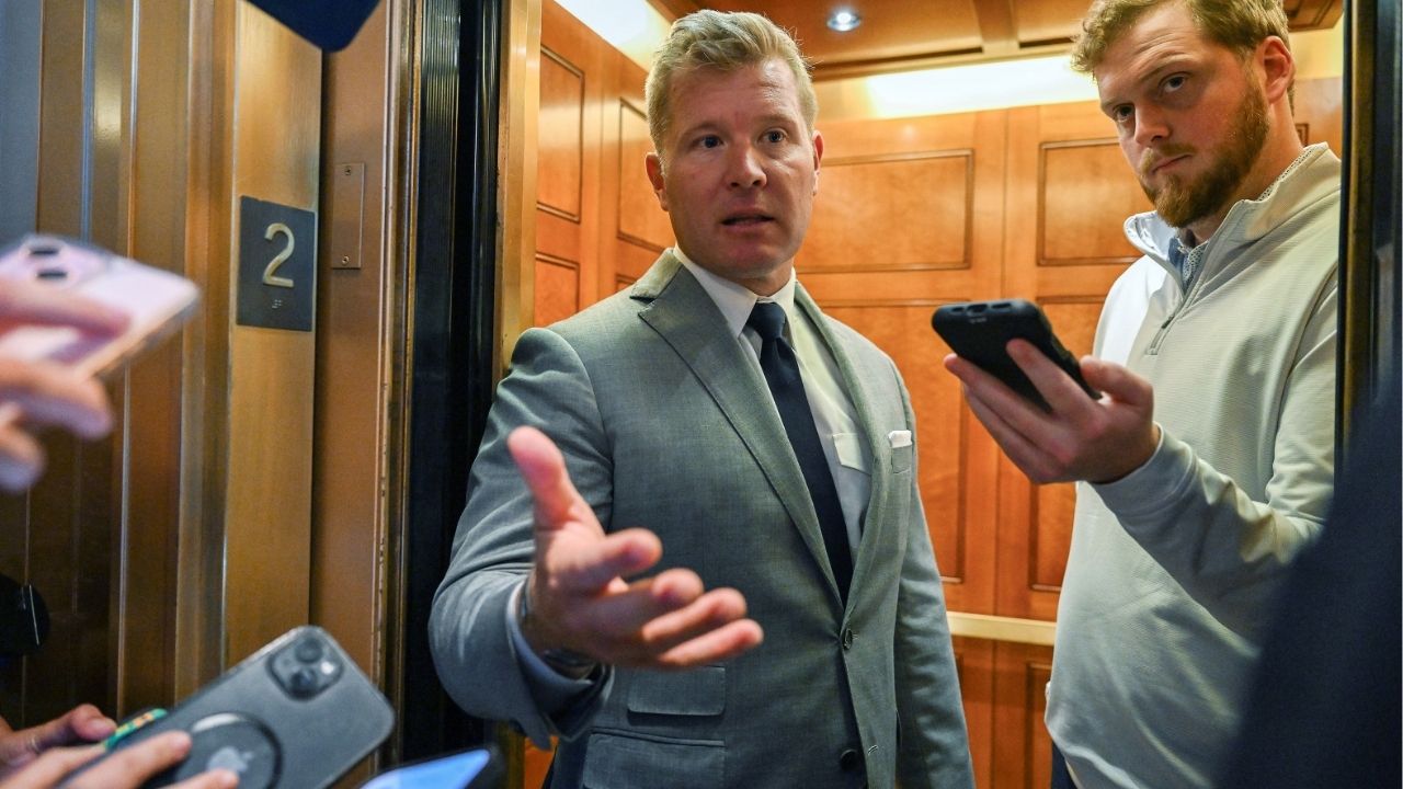 U.S. Senator Tim Sheehy (R-MT) speaks to the media, after a Senate GOP lunch, as Republican lawmakers struggle to pass U.S. President Donald Trump’s sweeping spending and tax bill, on Capitol Hill in Washington, D.C., U.S., June 28, 2025. (Reuters File)