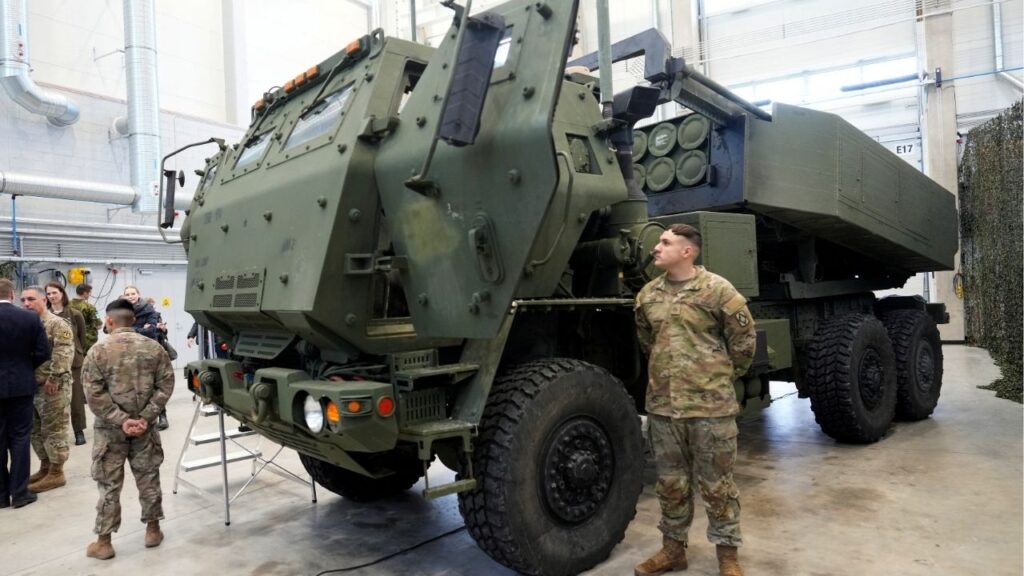 U.S. Servicemen stand next to the M142 High Mobility Artillery Rocket System (HIMARS) during its presentation in Tapa military base, Estonia January 6, 2023. (Reuters/Ints Kalnins)