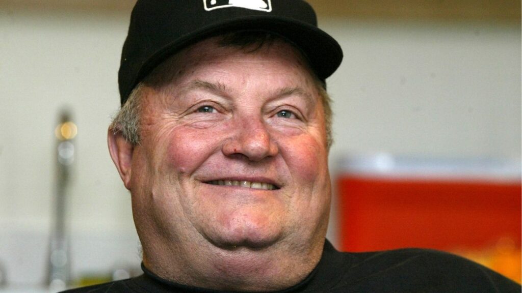 Umpire Bruce Froemming, before calling a game at Dodgers Stadium in Los Angeles in September 2005. Froemming, an authoritative and sometimes brusque but widely respected umpire who called the third-most games in Major League Baseball history, over a record 37 consecutive seasons, died in Milwaukee on Feb. 25, 2026. He was 86. (J. Emilio Flores/The New York Times)