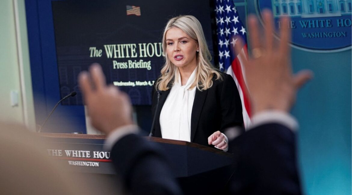 White House Press Secretary Karoline Leavitt holds a press briefing at the White House in Washington, D.C., U.S., March 4, 2026. (Reuters/Nathan Howard)