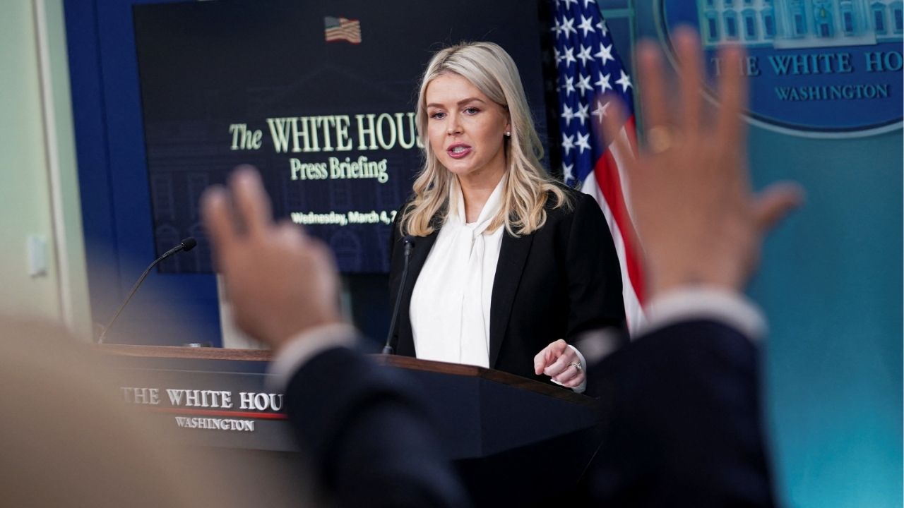 White House Press Secretary Karoline Leavitt holds a press briefing at the White House in Washington, D.C., U.S., March 4, 2026. (Reuters/Nathan Howard)
