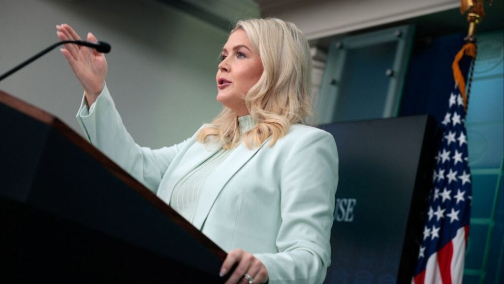 White House Press Secretary Karoline Leavitt speaks during a press briefing at the White House in Washington, D.C., U.S., March 25, 2026. (Reuters/Evan Vucci)