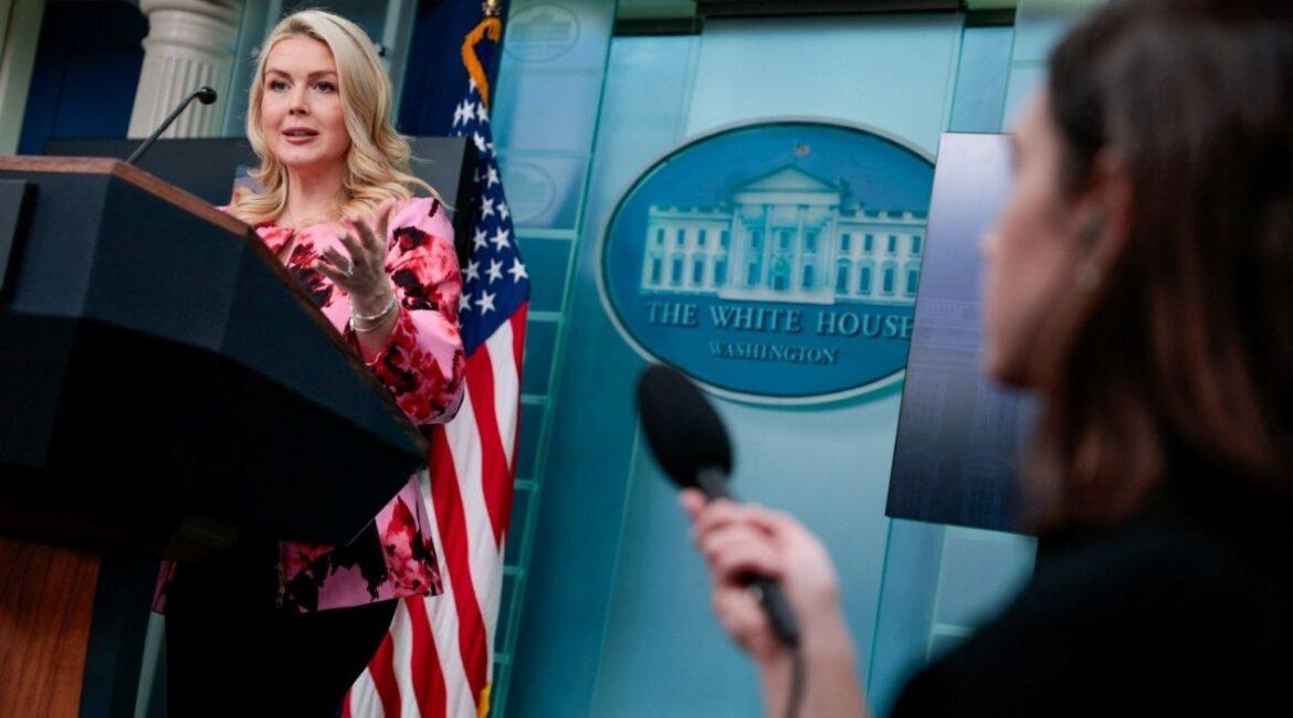 White House Press Secretary Karoline Leavitt speaks during a press briefing in the James S. Brady Press Briefing Room at the White House in Washington, D.C., U.S., March 30, 2026. (Reuters/Evan Vucci)