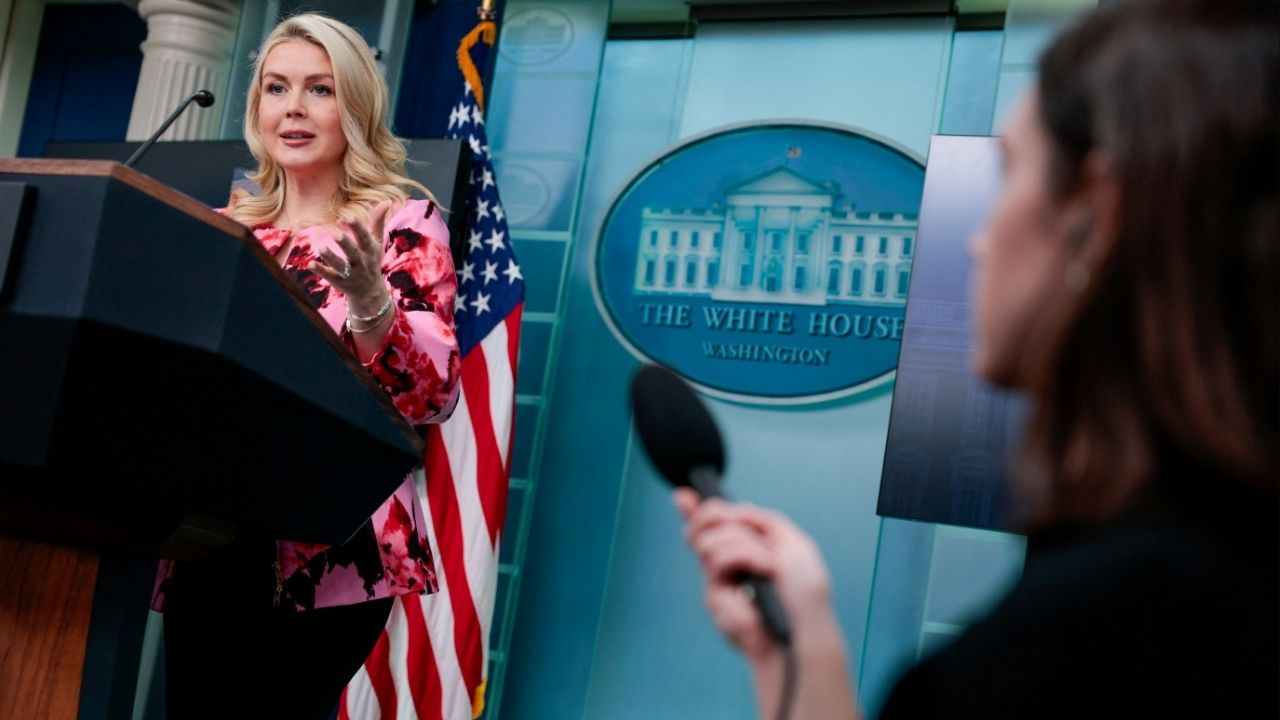 White House Press Secretary Karoline Leavitt speaks during a press briefing in the James S. Brady Press Briefing Room at the White House in Washington, D.C., U.S., March 30, 2026. (Reuters/Evan Vucci)