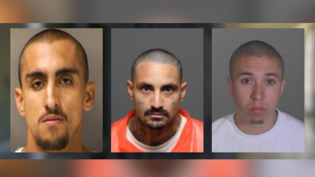 A Kern County jury convicted Joshua Diaz, 37, Derek Sommer, 38, and Mario Lopez, 36, of attempted murder for a 2020 prison yard stabbing at Kern Valley State Prison that left an inmate with life-threatening injuries and could add decades to life to their sentences. (Kern County DA)