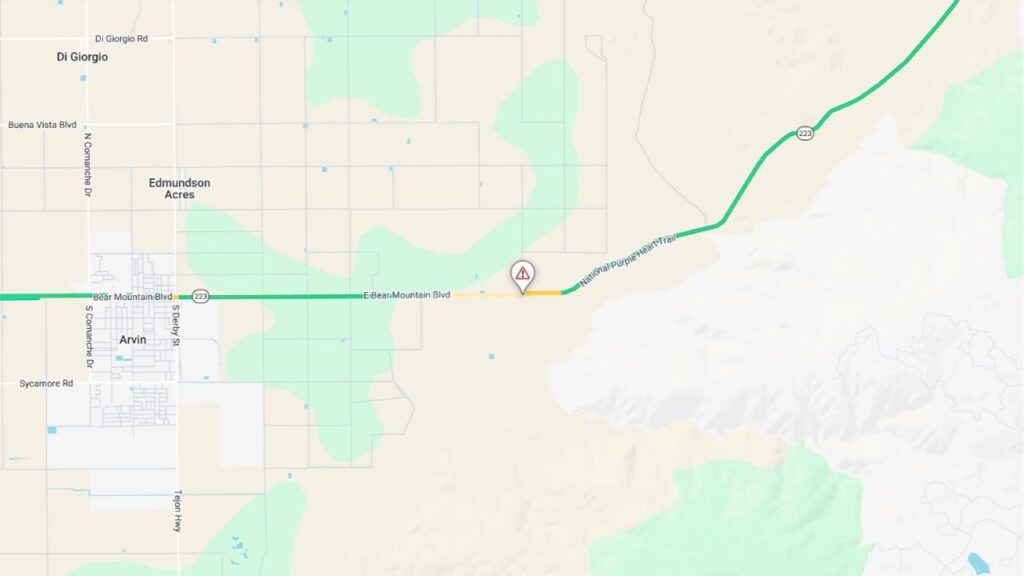 A big rig overturned in Kern County on Thursday, April 30, 2026, forcing a full closure of Highway 223 with detours in place and no estimated time for reopening. (CalTrans)