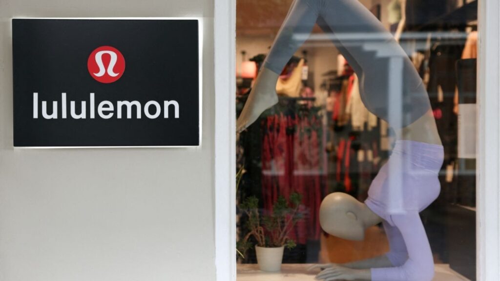 A logo is displayed outside a Lululemon outlet retail store at Bicester Village in Oxfordshire, Britain, August 21, 2024. (Reuters/Hollie Adams)