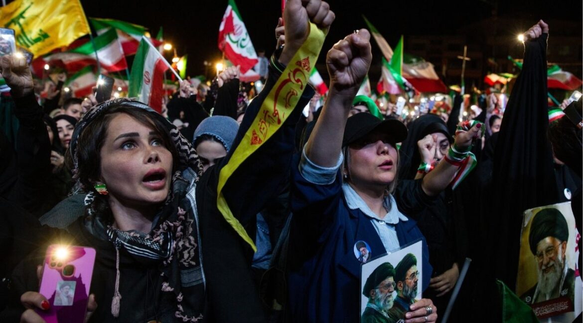 A pro-government demonstration in Enghelab Square in Tehran, Iran on Wednesday, April 22, 2026. Iran’s foreign minister, Seyed Abbas Araghchi, defended his country’s restrictive measures on the Strait of Hormuz, a strategic oil and gas transit route, on Wednesday, saying they were intended to “safeguard its security and national interests against threats and aggression.” (Arash Khamooshi/The New York Times)
