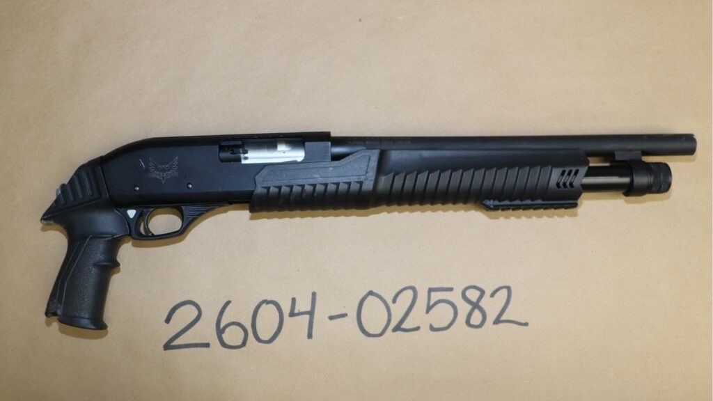 A shotgun recovered by the San Luis Obispo Sheriff's Office on Sunday, April 19, 2026. (San Luis Obispo SO)