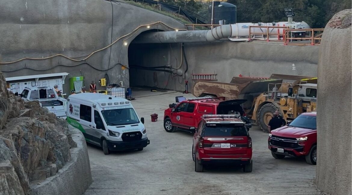 A tunnel collapse near Knights Ferry on Tuesday, April 14, 2026, left one person dead and another injured, officials said. (Modesto FD)
