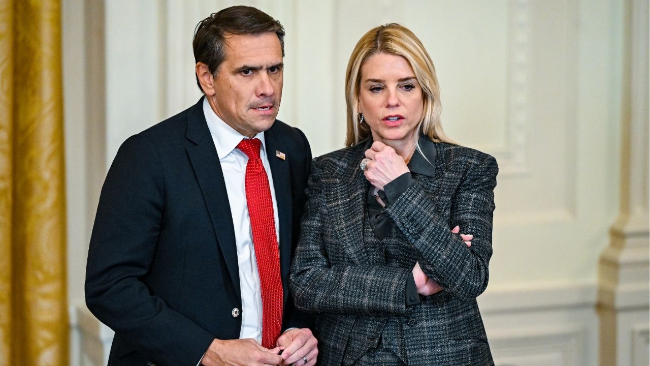 Attorney General Pam Bondi, right, speaks with Deputy Attorney General Todd Blanche during an event with President Donald Trump at the White House in Washington, Jan. 15, 2026. In his first news conference since being elevated to acting attorney general, Todd Blanche said that “nobody has any idea” what led to Pam Bondi’s dismissal other than President Trump. (Kenny Holston/The New York Times)