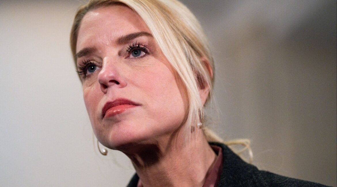 Attorney General Pam Bondi speaks to reporters following a closed-door briefing about the Epstein files with members of the House Oversight and Government Reform Committee at the Capitol in Washington, March 18, 2026. President Trump has not made a final decision, but he has floated the idea of replacing Bondi with Lee Zeldin, the EPA administrator. (Tierney L. Cross/The New York Times)