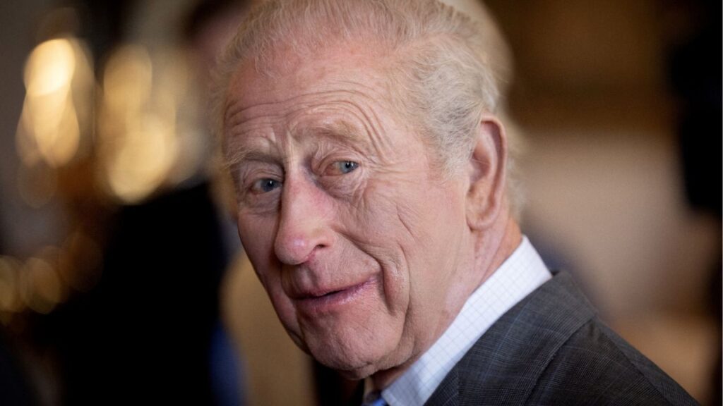 Britain's King Charles looks on as he meets with frontline workers and members from the Scottish Fire and Rescue Services and Police Scotland who assisted in managing the fire at Glasgow Central Station, in March this year, at Dumfries House, Ayrshire. Wednesday April 22, 2026. (Reuters File)