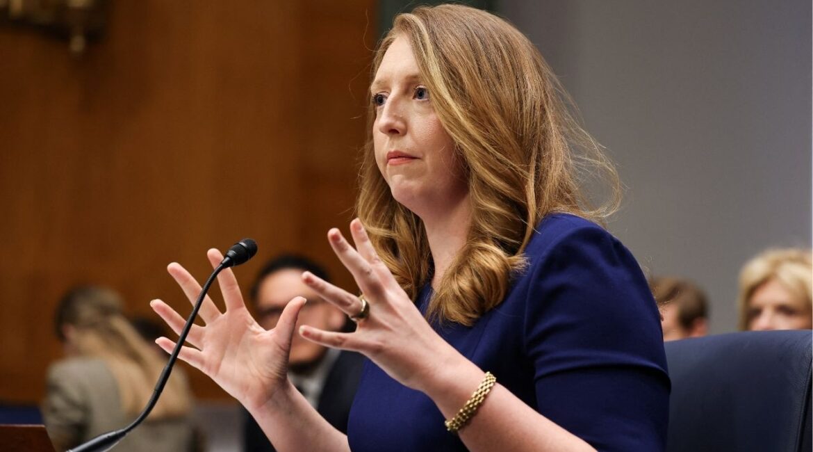 Casey Means, nominated to serve as the next U.S. Surgeon General, testifies before a Senate Health, Education, Labor, and Pensions Committee confirmation hearing on Capitol Hill in Washington, D.C., U.S., February 25, 2026. (Reuters/Kylie Cooper)
