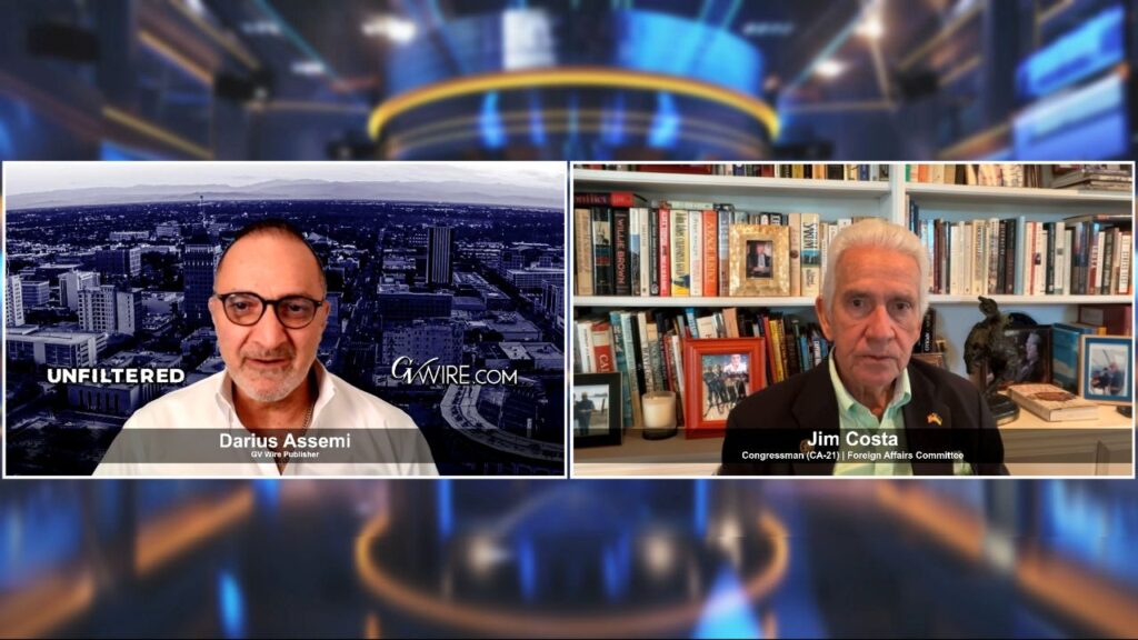 Composite Image of Darius Assemi interviewing Rep. Jim Costa