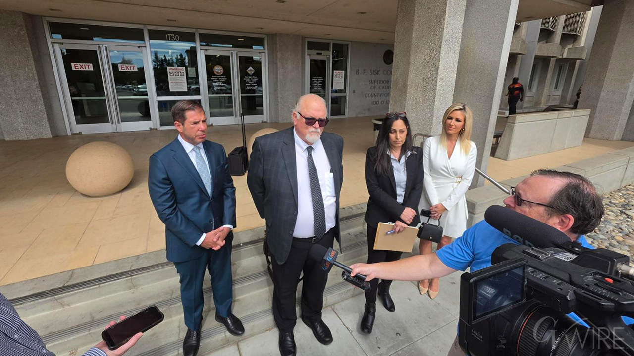 Elizabeth and Joaquin Arambula addressing the media