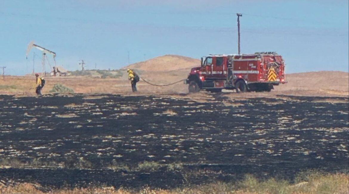 Firefighters contained a 45-acre wildland fire near Highway 33 and Palmer Avenue north of Coalinga Thursday, April 2, 2026, with no injuries reported. (CalFire)