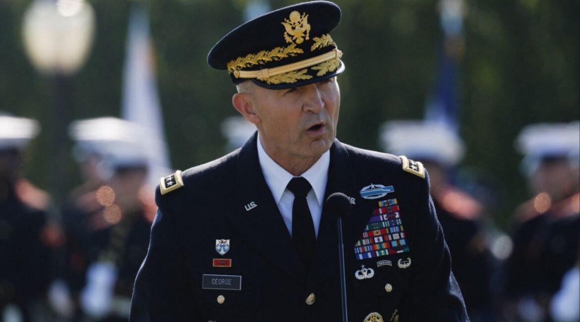 General Randy George, Chief of Staff of the U.S. Army speaks during a ceremony honoring prisoners of war, at the Pentagon in Washington, D.C. U.S., September 19, 2025. REUTERS/Daniel Becerril