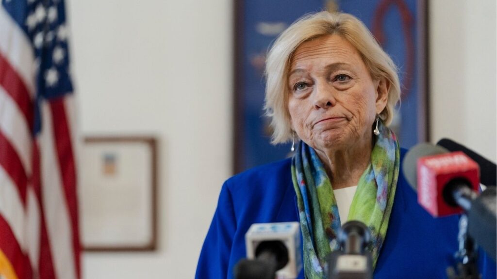 Gov. Janet Mills speaks at a press conference in Portland, Maine, Jan. 22, 2026. Mills, the Democratic establishment’s choice to contest a seat long held by the Republican Sen. Susan Collins, suspended her campaign on April 30, saying she no longer had the financial resources to compete against Graham Platner, a progressive political newcomer. (Sophie Park/The New York Times)