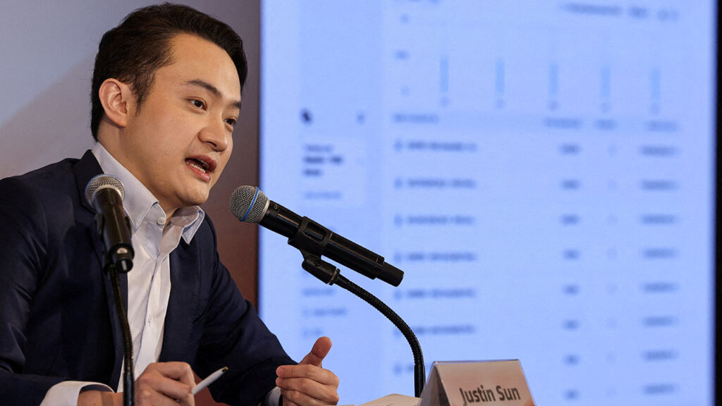 Justin Sun, founder of Tron, speaks during an press conference in Hong Kong, China April 3, 2025. (Reuters File)