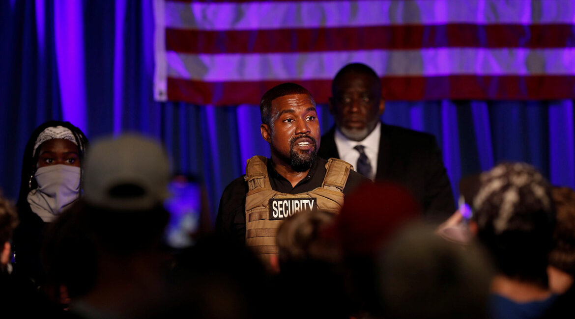 Rapper Kanye West holds his first rally in support of his presidential bid in North Charleston, South Carolina, U.S. July 19, 2020. (Reuters File/Randall Hill)