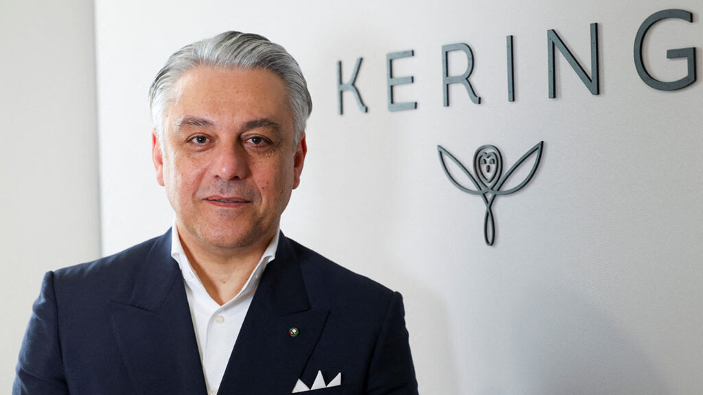 Luca de Meo, CEO of French luxury group Kering, poses for a photograph after an interview with Reuters in Florence, Italy, April 16, 2026. (Reuters/Alex Fraser)
