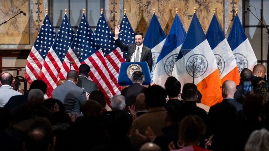 Mayor Zohran Mamdani speaks at the Annual Interfaith Breakfast at The New York Public Library, in New York, Feb. 6, 2026. A new poll from found that most New Yorkers believed the city is moving in the right direction under Mayor Zohran Mamdani. (Adam Gray/The New York Times)