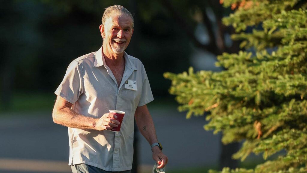 Reed Hastings, co-founder and Executive Chairman of Netflix, attends the Allen and Company Sun Valley Media and Technology Conference at The Sun Valley Resort in Sun Valley, Idaho, U.S., July 11, 2025. (Reuters/Brendan McDermid)