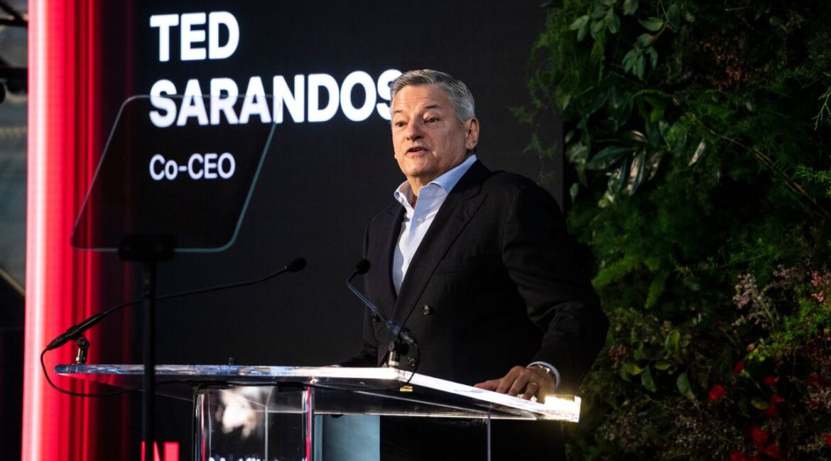Ted Sarandos, Netflix’s chief executive, during an event in Oceanport, N.J., Jan. 12, 2026. Sarandos attended a major movie theater conference for the first time and met with domestic and international owners, people familiar with the meetings said. (Bryan Anselm/The New York Times)