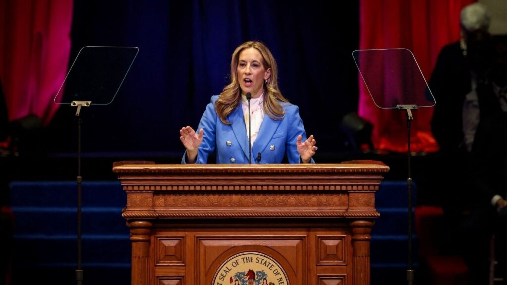 New Jersey Governor Mikie Sherrill delivers a speech during her inauguration ceremony at the New Jersey Performing Arts Center in Newark, New Jersey, U.S., January 20, 2026. (Reuters File)