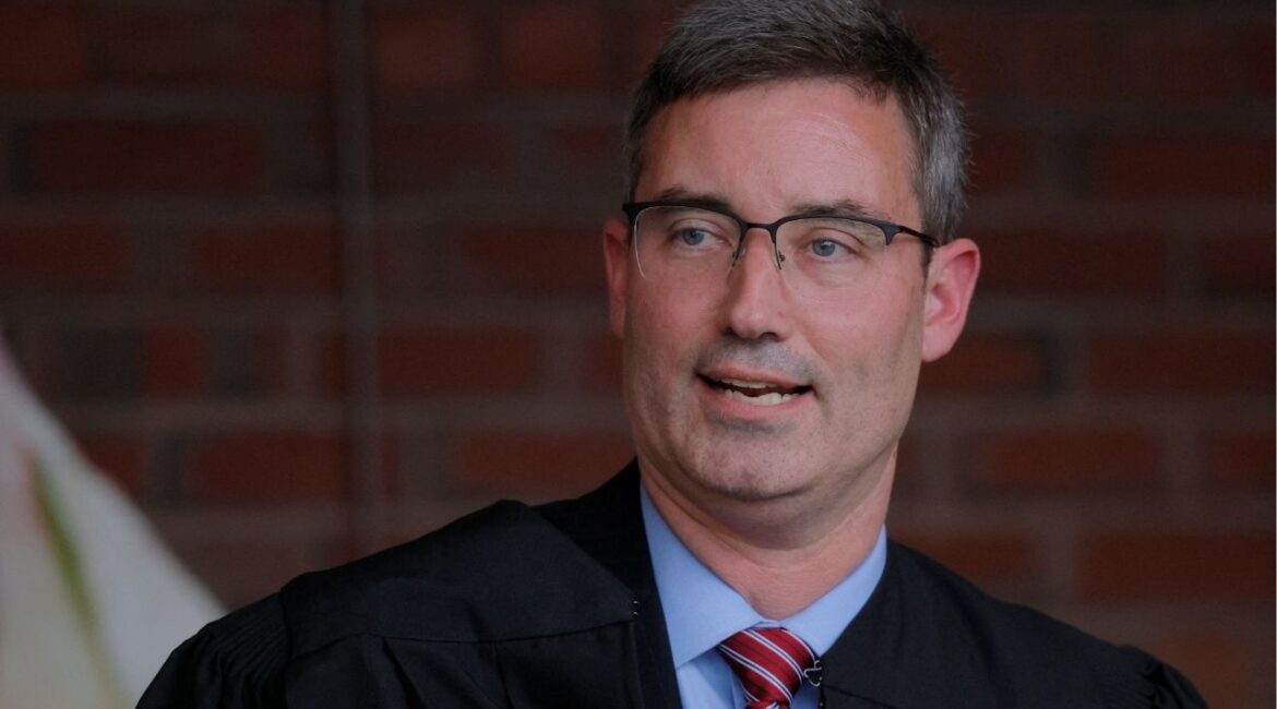 New U.S. District Judge Brian Murphy speaks during his Investiture Ceremony at the federal courthouse in Boston, Massachusetts, U.S., September 17, 2025. (Reuters/Brian Snyder)