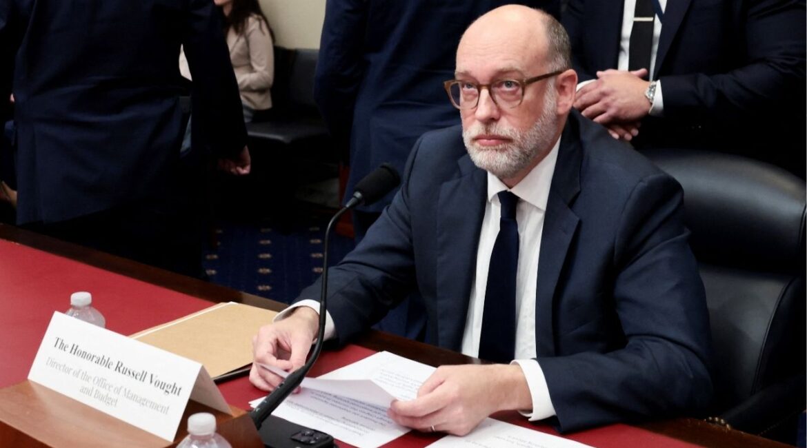 Office of Management and Budget (OMB) Director Russell Vought appears before House Budget Committee hearing on the Trump administration's 2027 budget request, on Capitol Hill in Washington, D.C., U.S., April 15, 2026. (Reuters/Evelyn Hockstein)