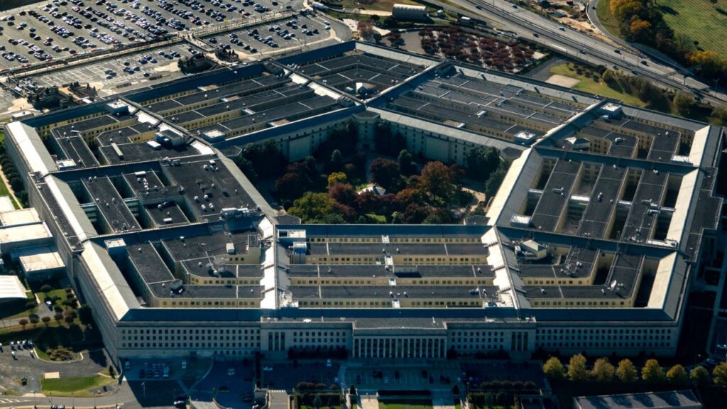 An aerial view of the Pentagon in Arlington, Va,, Oct 31, 2025. The Pentagon has met with senior executives of Ford Motor and General Motors to gauge whether the auto industry could help the military acquire vehicles, munitions or other hardware more quickly and at lower costs, according to three people familiar with the talks. (Kenny Holston/The New York Times)