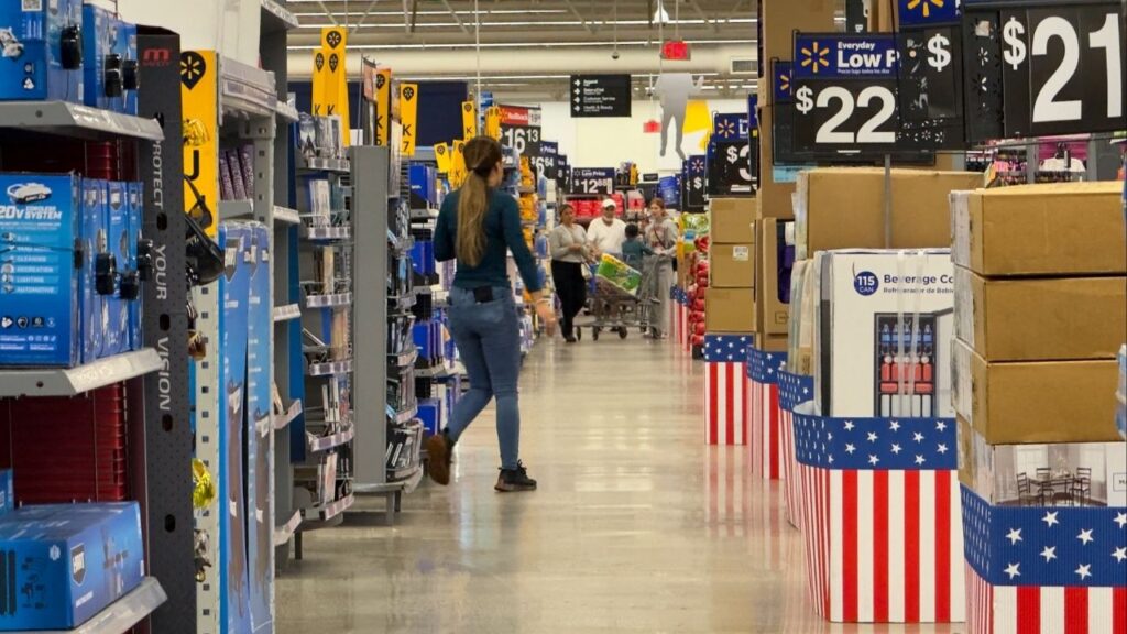 People walk at a Walmart store in Oceanside, California, U.S., May 15, 2025. (Reuters/Mike Blake)