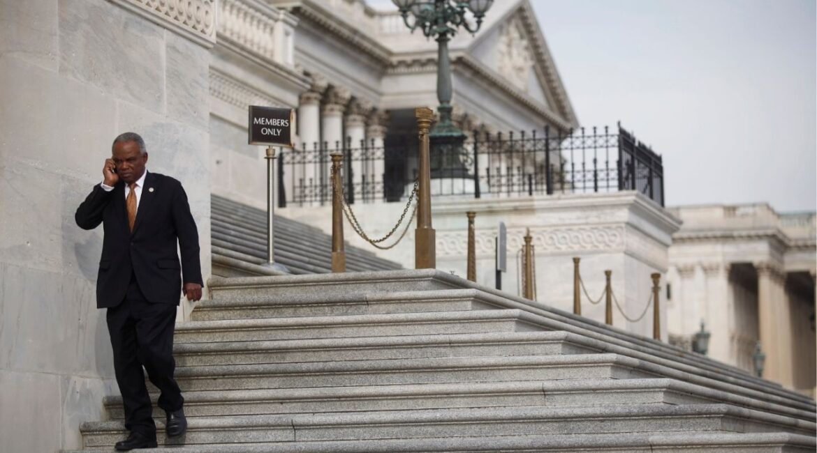 Rep. David Scott (D-Ga.) speaks on the phone outside the Capitol in Washington, Jan. 3, 2013. Scott, a Georgia Democrat who served nearly three decades in the state’s legislature before being elected to Congress, has died at 80 years old, House leaders announced on Wednesday, April 22, 2026. (Luke Sharrett/The New York Times)