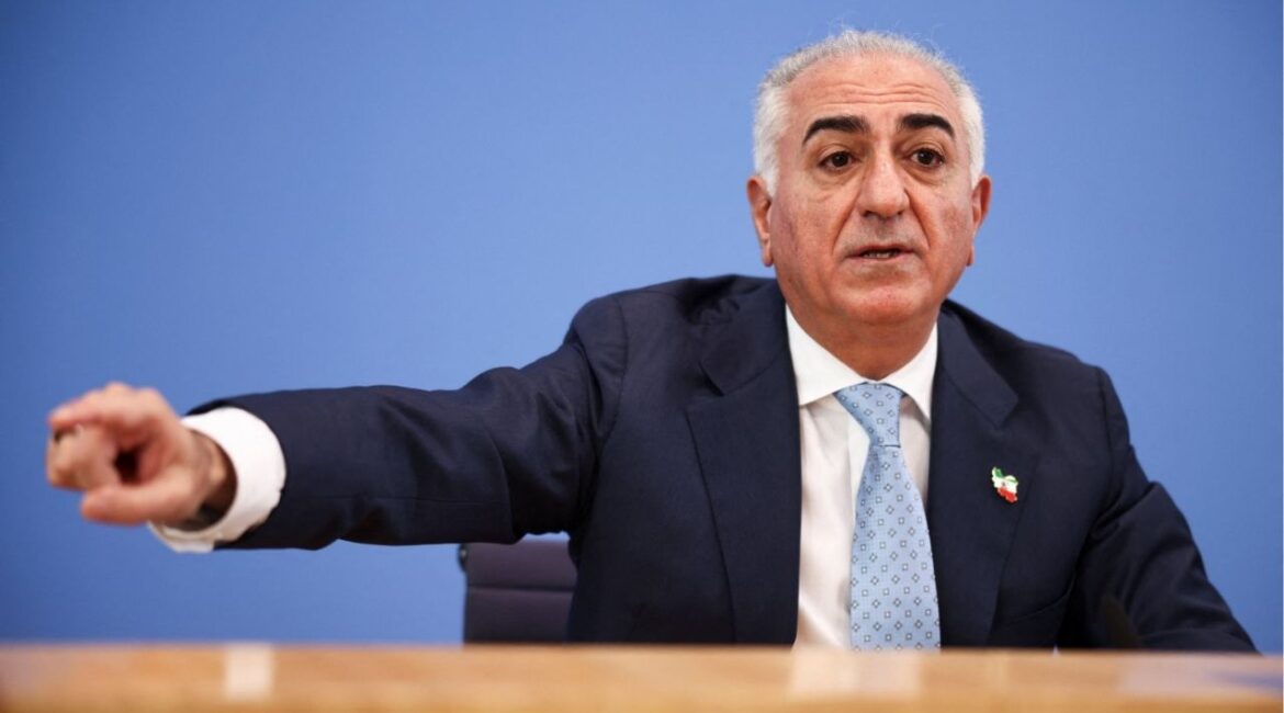 Reza Pahlavi, the exiled son of Iran's last shah and an Iranian opposition figure, gestures as he speaks during a press conference at the House of the Bundespressekonferenz in Berlin, Germany, April 23, 2026. (Reuters/Liesa Johannssen)