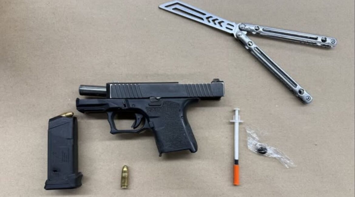 Sanger officers arrested Selma Bulldog gang member George Sanchez on Thursday, April 2, 2026, after finding him with a loaded firearm and illegal narcotics while on patrol. (Sanger PD)