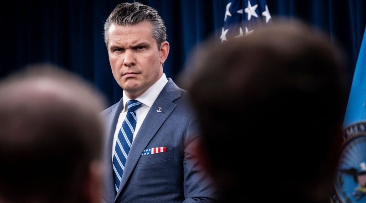 Secretary of Defense Pete Hegseth takes questions during a press briefing at the Pentagon in Arlington, Va., on Thursday, April 16, 2026. Hegseth on Thursday renewed his threat to attack Iran’s electrical infrastructure if the cease-fire between Washington and Tehran failed. (Pete Marovich/The New York Times)