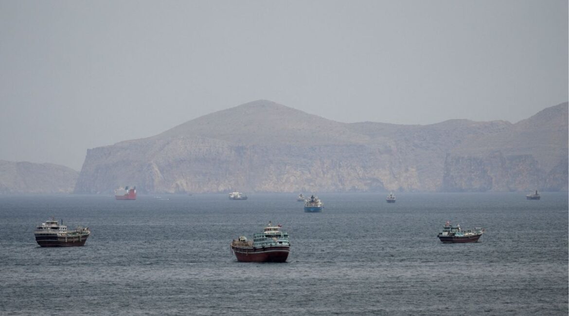 Ships and boats in the Strait of Hormuz, Musandam, Oman, April 22, 2026. (Reuters/Stringer)