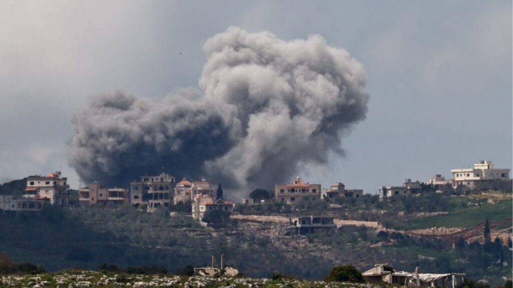 Smoke rises following an airstrike in Lebanon, as seen from Israeli side of the border, April 11, 2026. (Reuters/Amir Cohen)