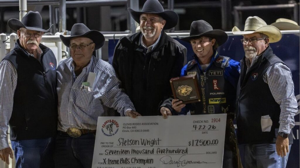 Stetson Wright won the Clovis Xtreme Bulls title and $17,500 after scoring 87 and 93 points across two rounds. (Clovis Rodeo)